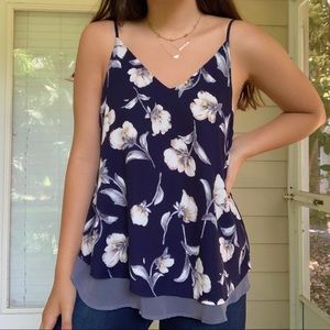 Navy Floral Loose Blouse
